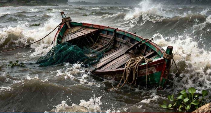 ঝড়ে নৌকাডুবি, বাবার মরদেহ নিয়ে সাঁতরে ফিরল দুই ছেলে