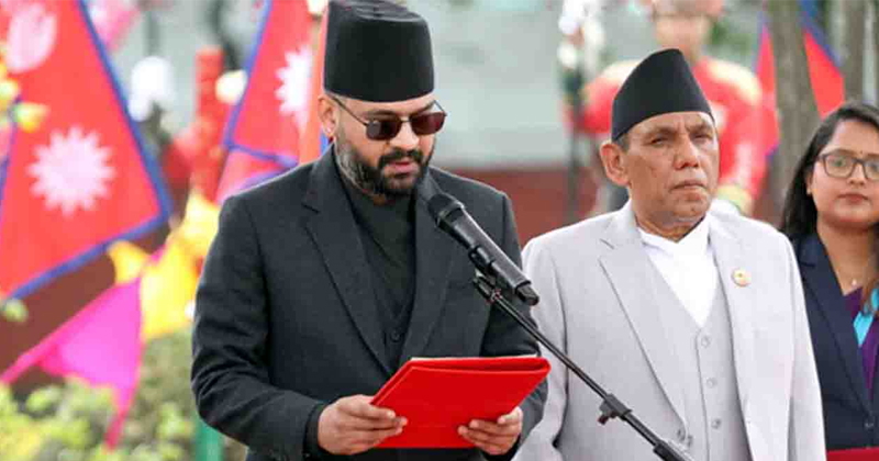 নেপালের প্রধানমন্ত্রী বালেন্দ্র শাহের শপথ গ্রহণ