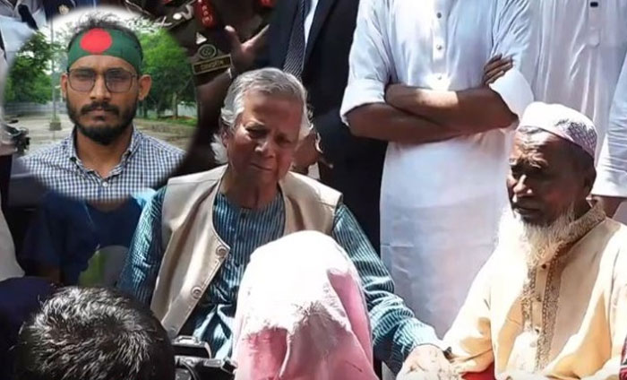 পীরগঞ্জে গিয়ে আবু সাঈদের বাবা-মাকে সান্ত্বনা দিলেন ড. ইউনূস