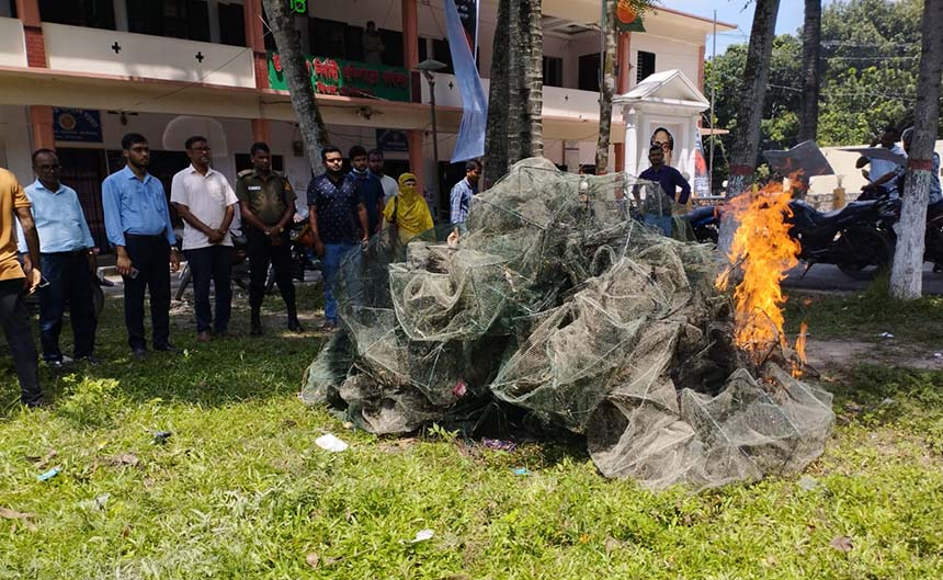 ঘিওরে অভিযান চালিয়ে চায়না জাল জব্দ