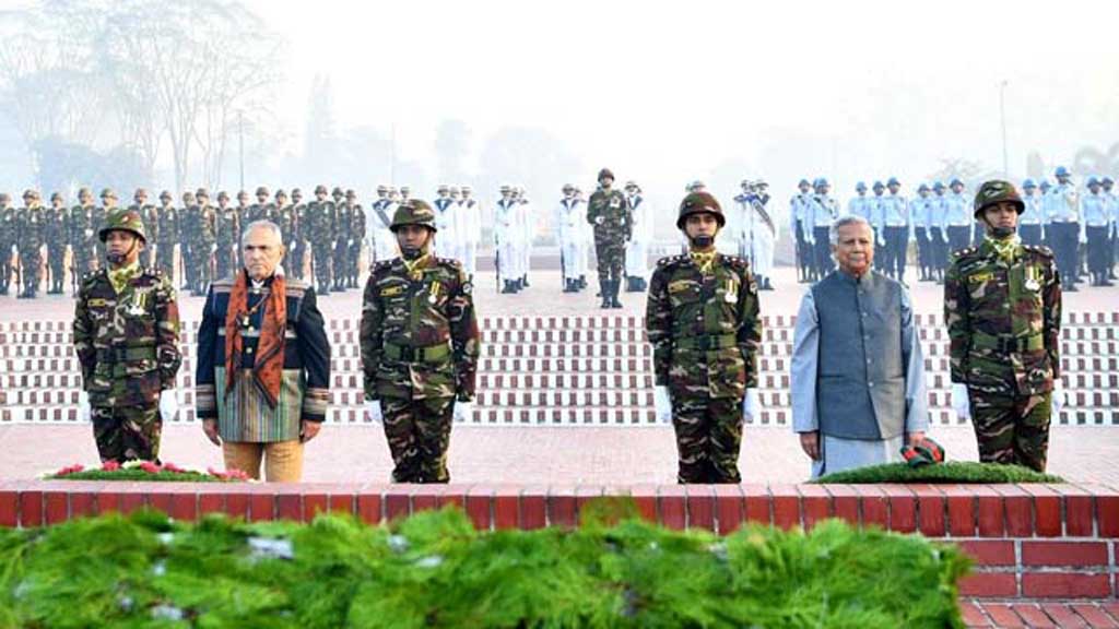 জাতীয় স্মৃতিসৌধে রাষ্ট্রপতি, প্রধান উপদেষ্টা ও পূর্ব তিমুরের রাষ্ট্রপতির শ্রদ্ধা