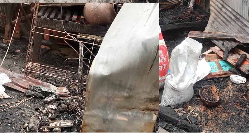 গাবতলীতে আগুনে পুড়ে নিঃস্ব একটি পরিবার খোলা আকাশের নিচে