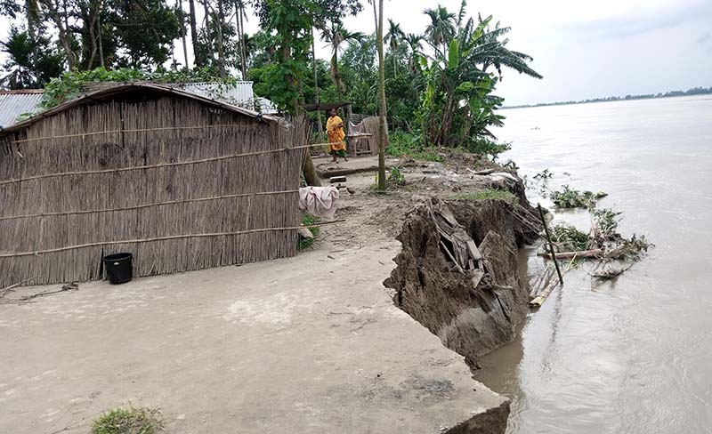 হুমকির মুখে চরশৌমারী ইউনিয়ন: রৌমারীতে ব্রহ্মপুত্র নদের ভাঙ্গনে বশতবাড়ি বিলীন