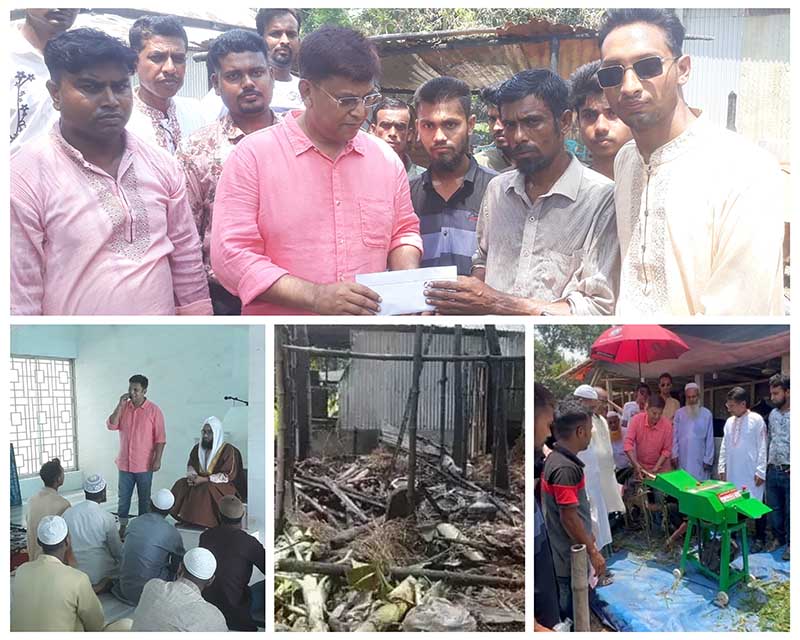 সালথায় অ‌গ্নিকা‌ণ্ডে ক্ষতিগ্রস্থ‌ প‌রিবা‌রের পা‌শে কাজী আব্দুস সোবহান