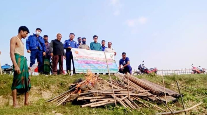 কন্ঠিনালা নদী থেকে সাত হাজার মিটার কারেন্ট জাল জব্দ